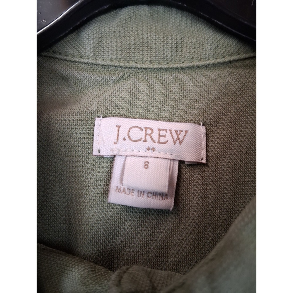 J Crew‎ Womens Dress 8 Army Green Popover Canvas Utility Shirt Lightweight - Picture 3 of 9